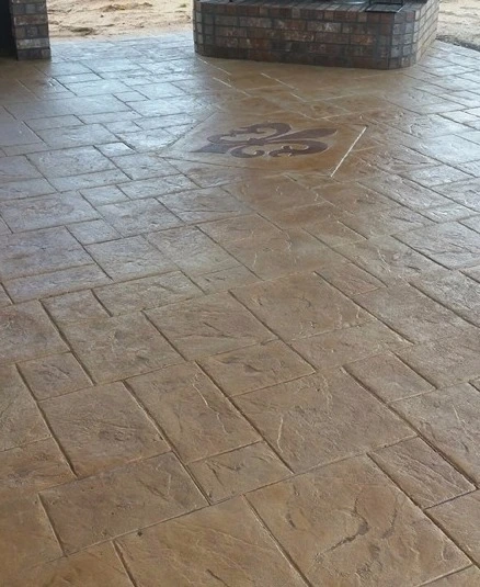 Stamped decorative concrete on residential patio in Shreveport, LA.